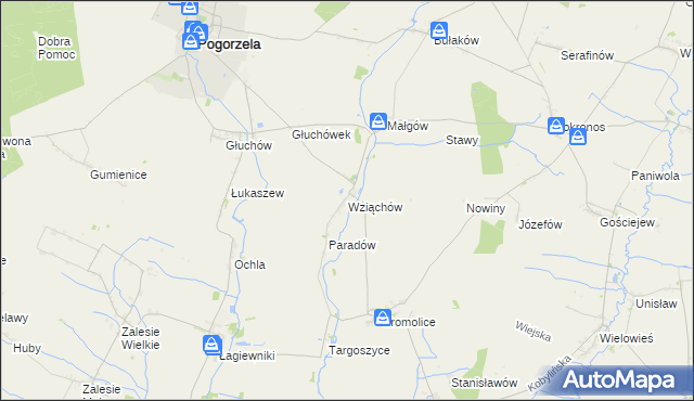 mapa Wziąchów, Wziąchów na mapie Targeo