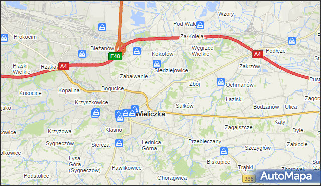 mapa Zabawa gmina Wieliczka, Zabawa gmina Wieliczka na mapie Targeo