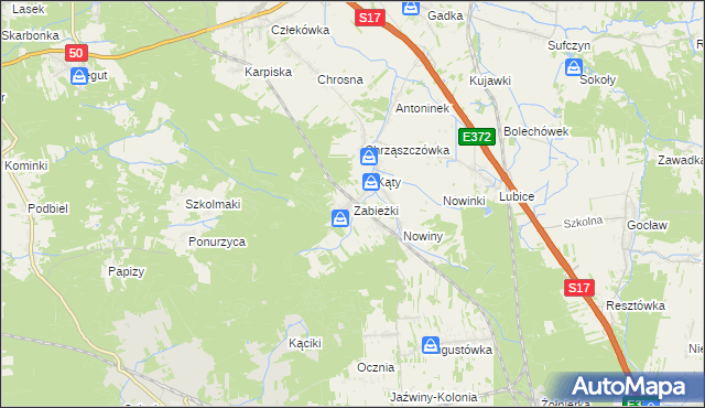 mapa Zabieżki, Zabieżki na mapie Targeo