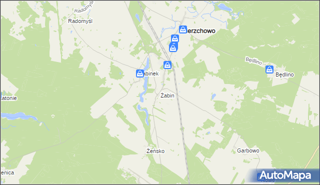 mapa Żabin gmina Wierzchowo, Żabin gmina Wierzchowo na mapie Targeo