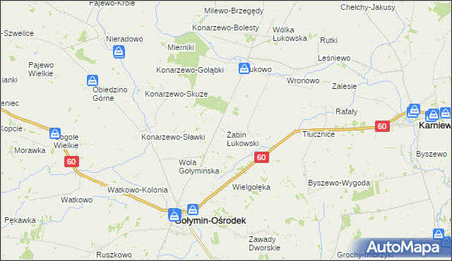 mapa Żabin Łukowski, Żabin Łukowski na mapie Targeo