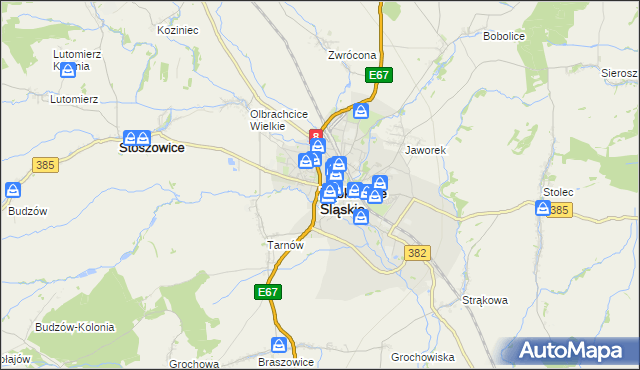 mapa Ząbkowice Śląskie, Ząbkowice Śląskie na mapie Targeo