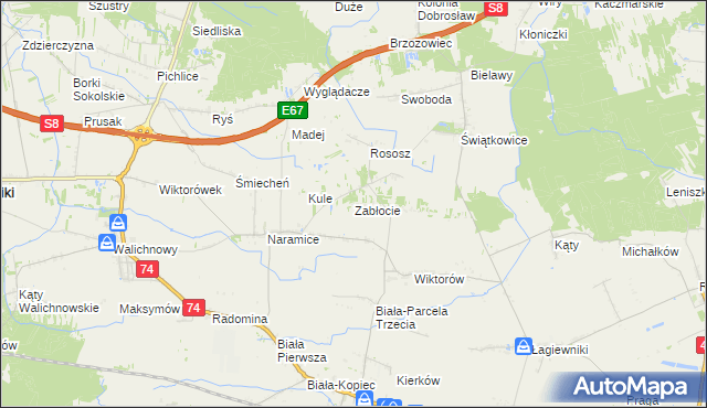 mapa Zabłocie gmina Biała, Zabłocie gmina Biała na mapie Targeo