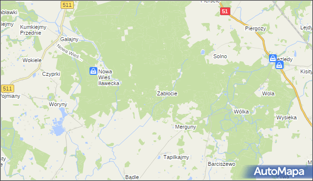 mapa Zabłocie gmina Górowo Iławeckie, Zabłocie gmina Górowo Iławeckie na mapie Targeo