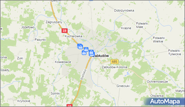 mapa Zabłudów, Zabłudów na mapie Targeo