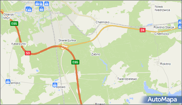mapa Żabno gmina Przytoczna, Żabno gmina Przytoczna na mapie Targeo