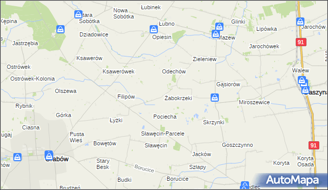 mapa Żabokrzeki gmina Daszyna, Żabokrzeki gmina Daszyna na mapie Targeo