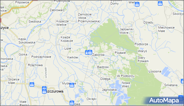 mapa Zaborów gmina Szczurowa, Zaborów gmina Szczurowa na mapie Targeo