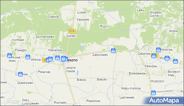 mapa Zaborówek gmina Leszno, Zaborówek gmina Leszno na mapie Targeo