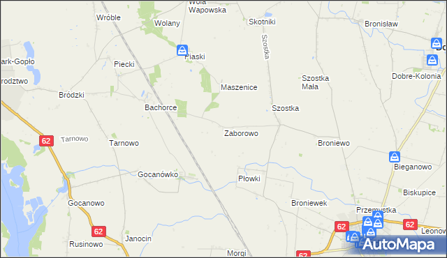 mapa Zaborowo gmina Kruszwica, Zaborowo gmina Kruszwica na mapie Targeo