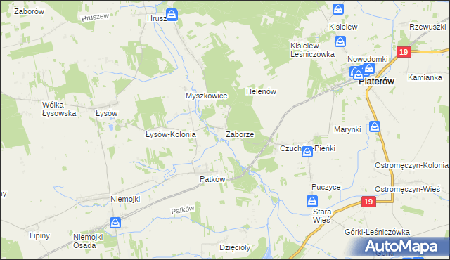 mapa Zaborze gmina Platerów, Zaborze gmina Platerów na mapie Targeo