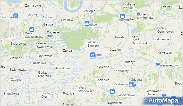 mapa Zabrnie gmina Wadowice Górne, Zabrnie gmina Wadowice Górne na mapie Targeo