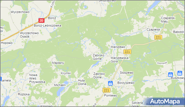 mapa Ząbrsko Górne, Ząbrsko Górne na mapie Targeo