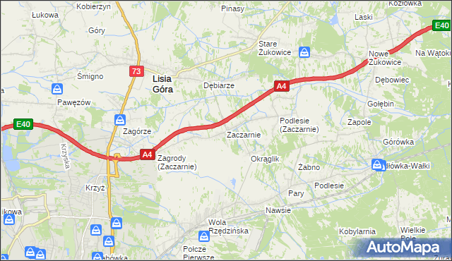 mapa Zaczarnie, Zaczarnie na mapie Targeo