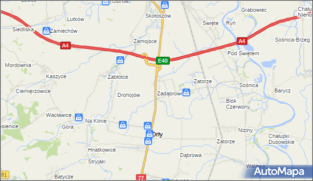 mapa Zadąbrowie gmina Orły, Zadąbrowie gmina Orły na mapie Targeo
