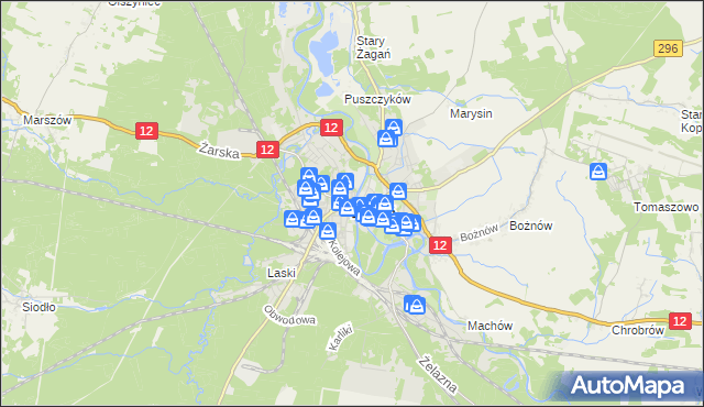 mapa Żagań, Żagań na mapie Targeo