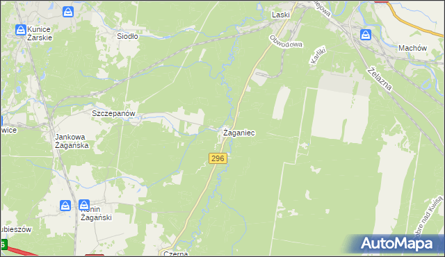 mapa Żaganiec, Żaganiec na mapie Targeo