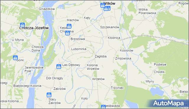 mapa Zagłoba gmina Wilków, Zagłoba gmina Wilków na mapie Targeo