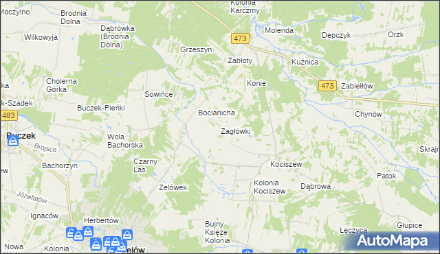 mapa Zagłówki, Zagłówki na mapie Targeo