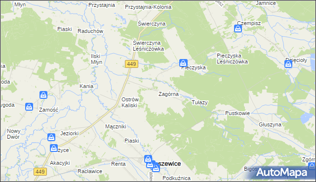 mapa Zagórna, Zagórna na mapie Targeo