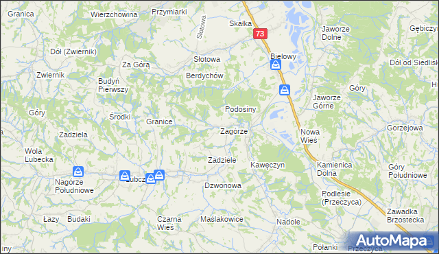mapa Zagórze gmina Jodłowa, Zagórze gmina Jodłowa na mapie Targeo