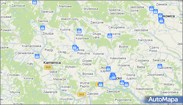 mapa Zagorzyn gmina Łącko, Zagorzyn gmina Łącko na mapie Targeo