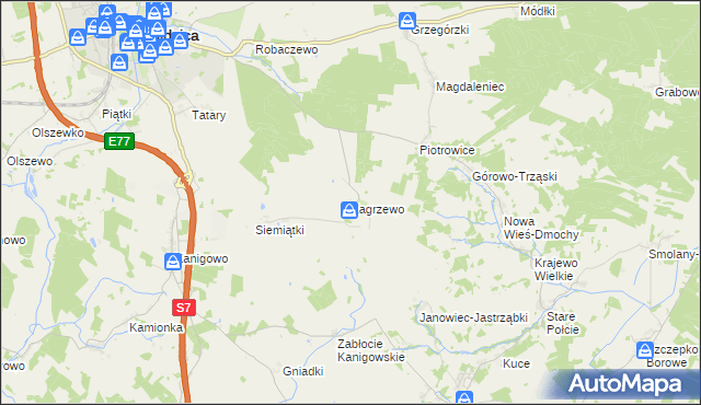 mapa Zagrzewo, Zagrzewo na mapie Targeo
