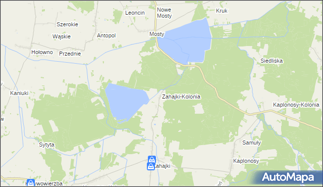 mapa Zahajki-Kolonia, Zahajki-Kolonia na mapie Targeo