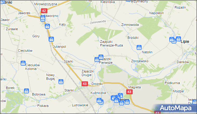 mapa Zajączki Pierwsze, Zajączki Pierwsze na mapie Targeo