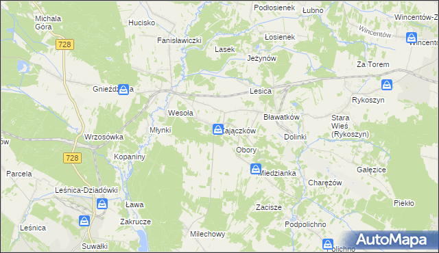 mapa Zajączków gmina Piekoszów, Zajączków gmina Piekoszów na mapie Targeo