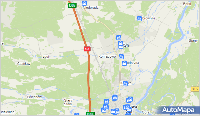 mapa Zakęcie, Zakęcie na mapie Targeo