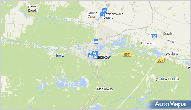 mapa Zaklików, Zaklików na mapie Targeo