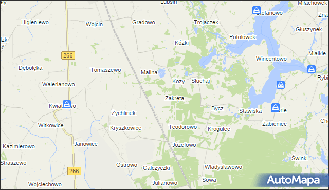 mapa Zakręta, Zakręta na mapie Targeo