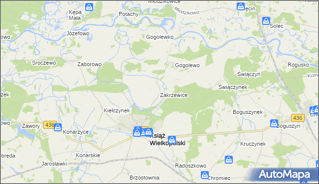 mapa Zakrzewice, Zakrzewice na mapie Targeo