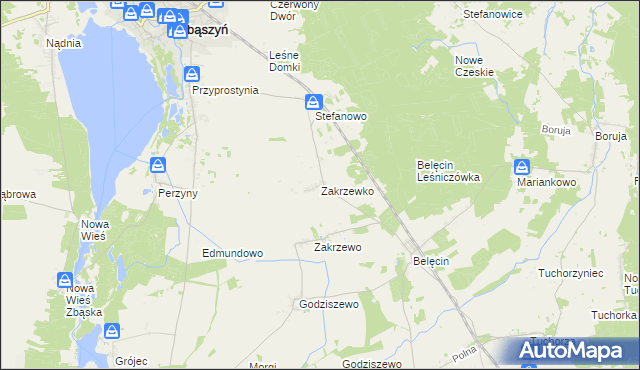 mapa Zakrzewko gmina Zbąszyń, Zakrzewko gmina Zbąszyń na mapie Targeo