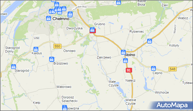 mapa Zakrzewo gmina Stolno, Zakrzewo gmina Stolno na mapie Targeo