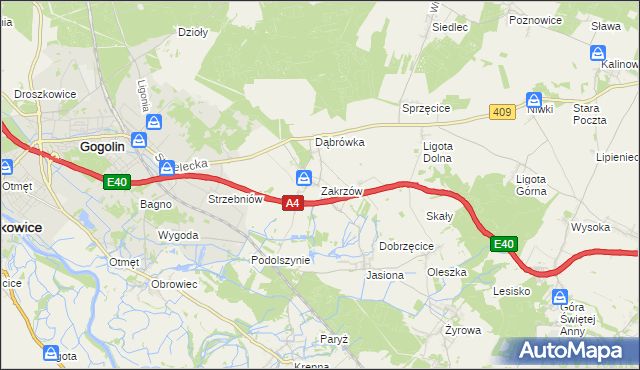 mapa Zakrzów gmina Gogolin, Zakrzów gmina Gogolin na mapie Targeo