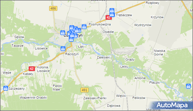 mapa Zalesiaki, Zalesiaki na mapie Targeo