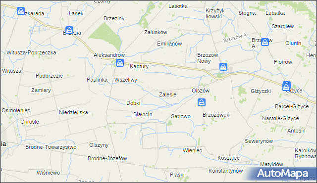 mapa Zalesie gmina Iłów, Zalesie gmina Iłów na mapie Targeo