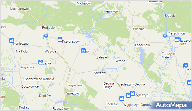 mapa Zalesie gmina Oksa, Zalesie gmina Oksa na mapie Targeo