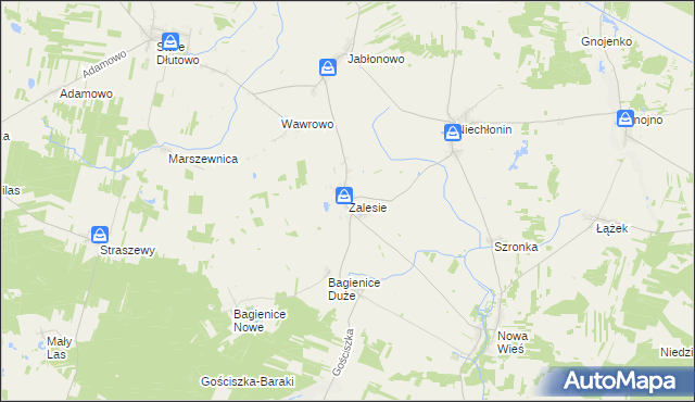mapa Zalesie gmina Płośnica, Zalesie gmina Płośnica na mapie Targeo