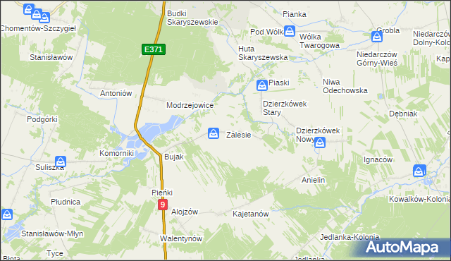 mapa Zalesie gmina Skaryszew, Zalesie gmina Skaryszew na mapie Targeo