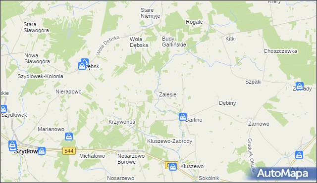 mapa Zalesie gmina Szydłowo, Zalesie gmina Szydłowo na mapie Targeo