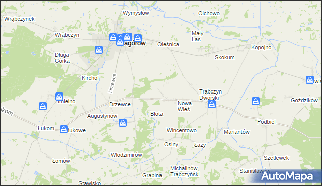 mapa Zalesie gmina Zagórów, Zalesie gmina Zagórów na mapie Targeo