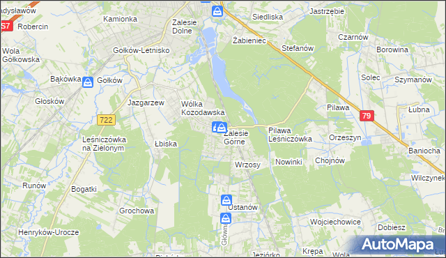 mapa Zalesie Górne, Zalesie Górne na mapie Targeo