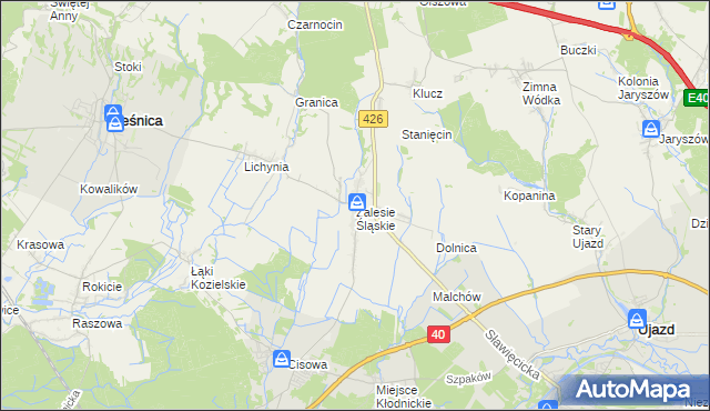mapa Zalesie Śląskie, Zalesie Śląskie na mapie Targeo