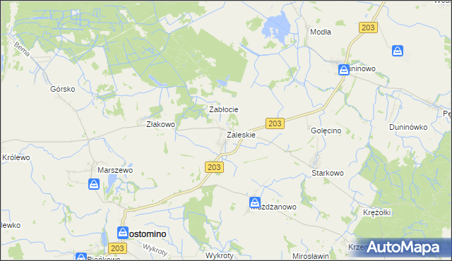 mapa Zaleskie gmina Ustka, Zaleskie gmina Ustka na mapie Targeo