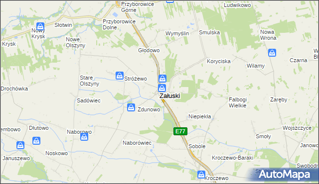 mapa Załuski powiat płoński, Załuski powiat płoński na mapie Targeo