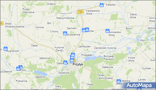 mapa Zameczek gmina Przytyk, Zameczek gmina Przytyk na mapie Targeo