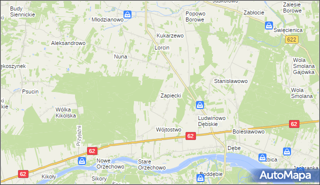 mapa Zapiecki gmina Pomiechówek, Zapiecki gmina Pomiechówek na mapie Targeo